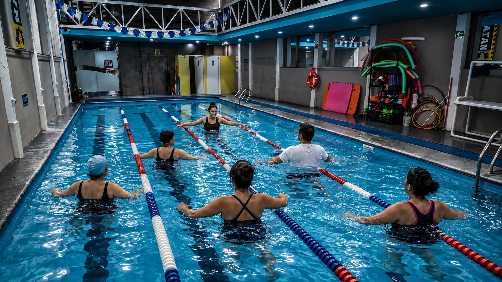 Clase de natación en grupo reducido