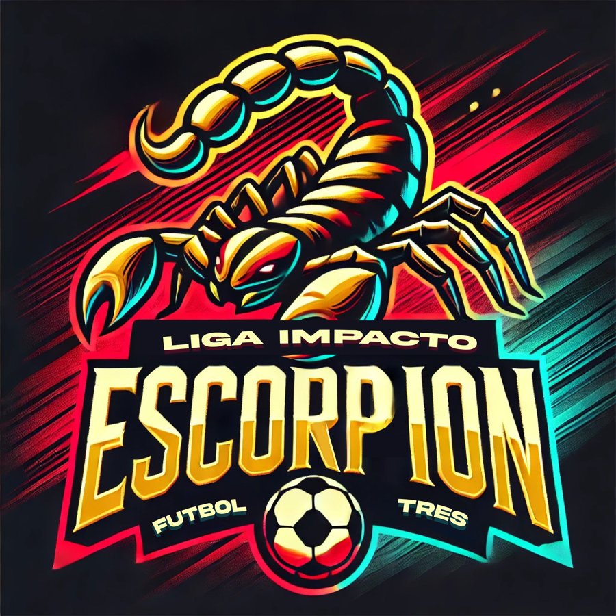 Logotipo Liga Impacto Escorpión, fútbol tres